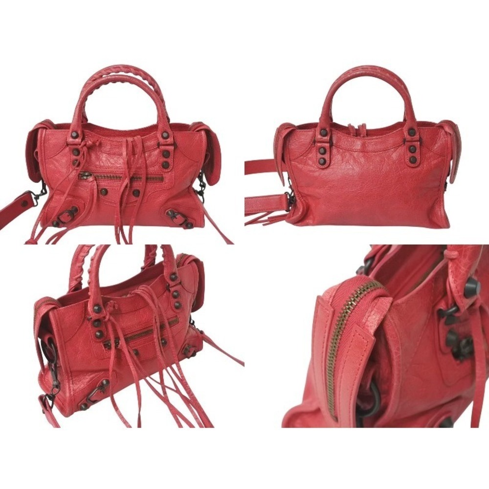 BALENCIAGA Classic City Handbag Red Leather Shoulder Bag - Picture 2 of 9